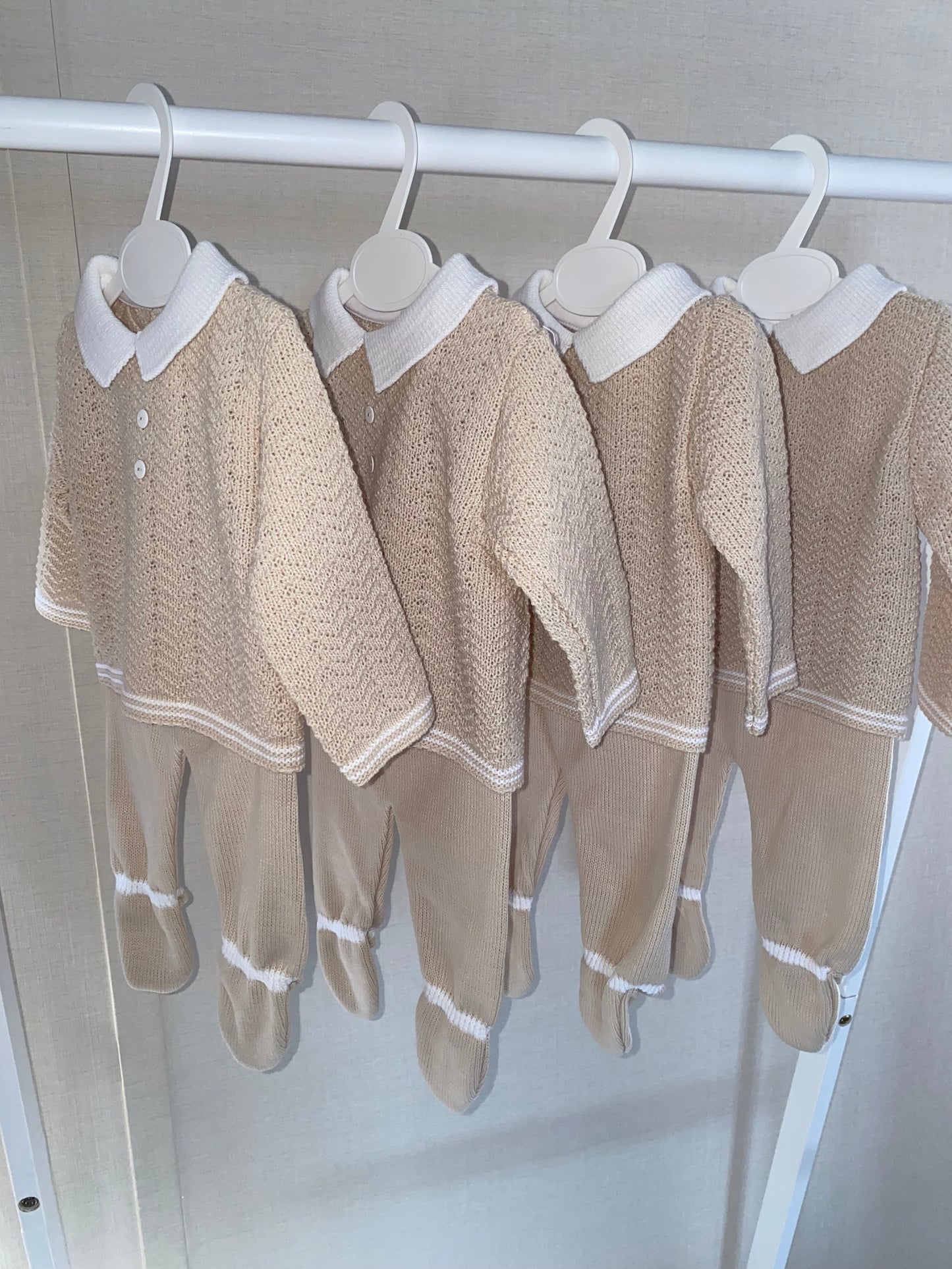 Classic beige newborn knitted outfit