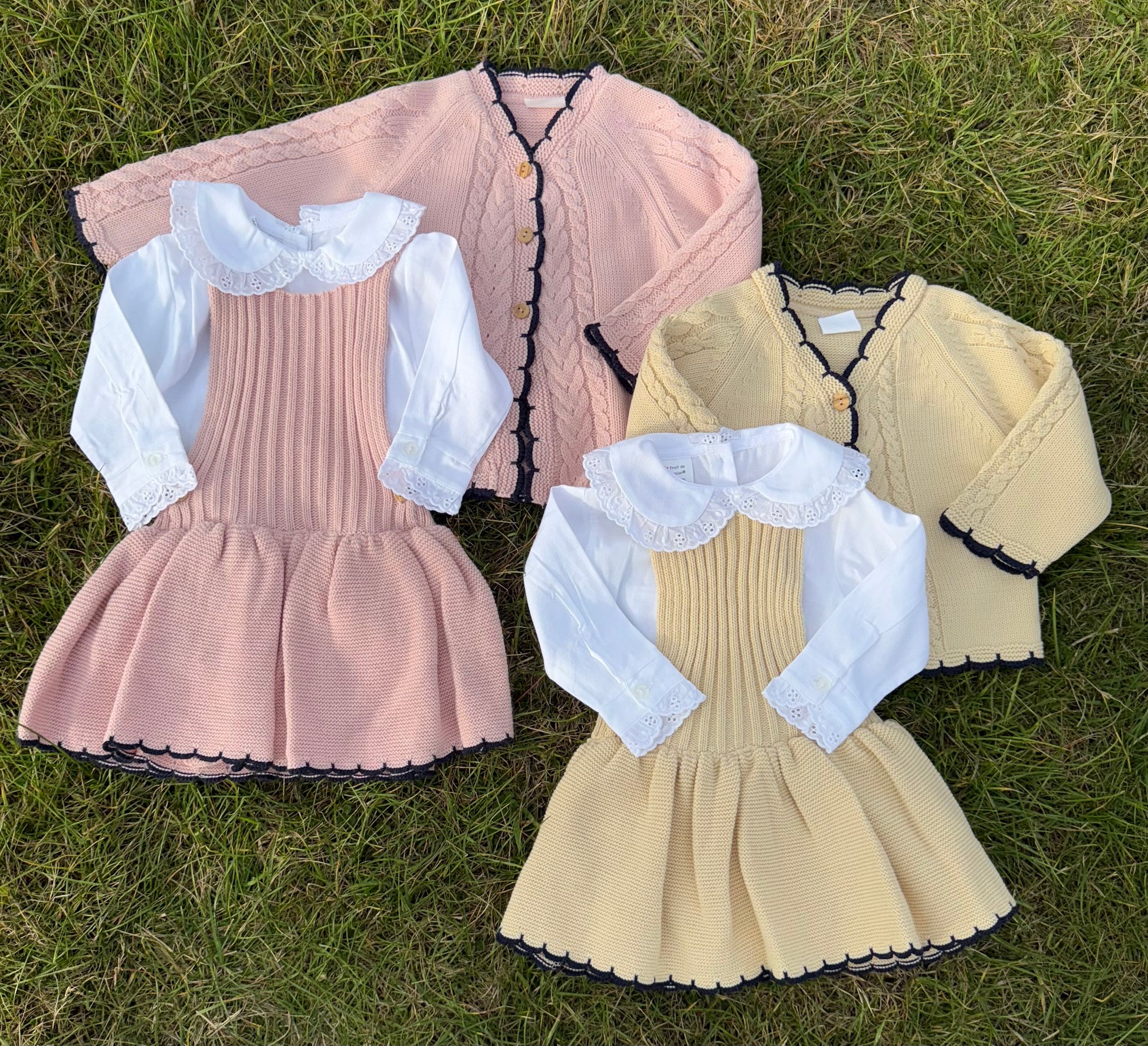 Spanish style knitted baby dress set