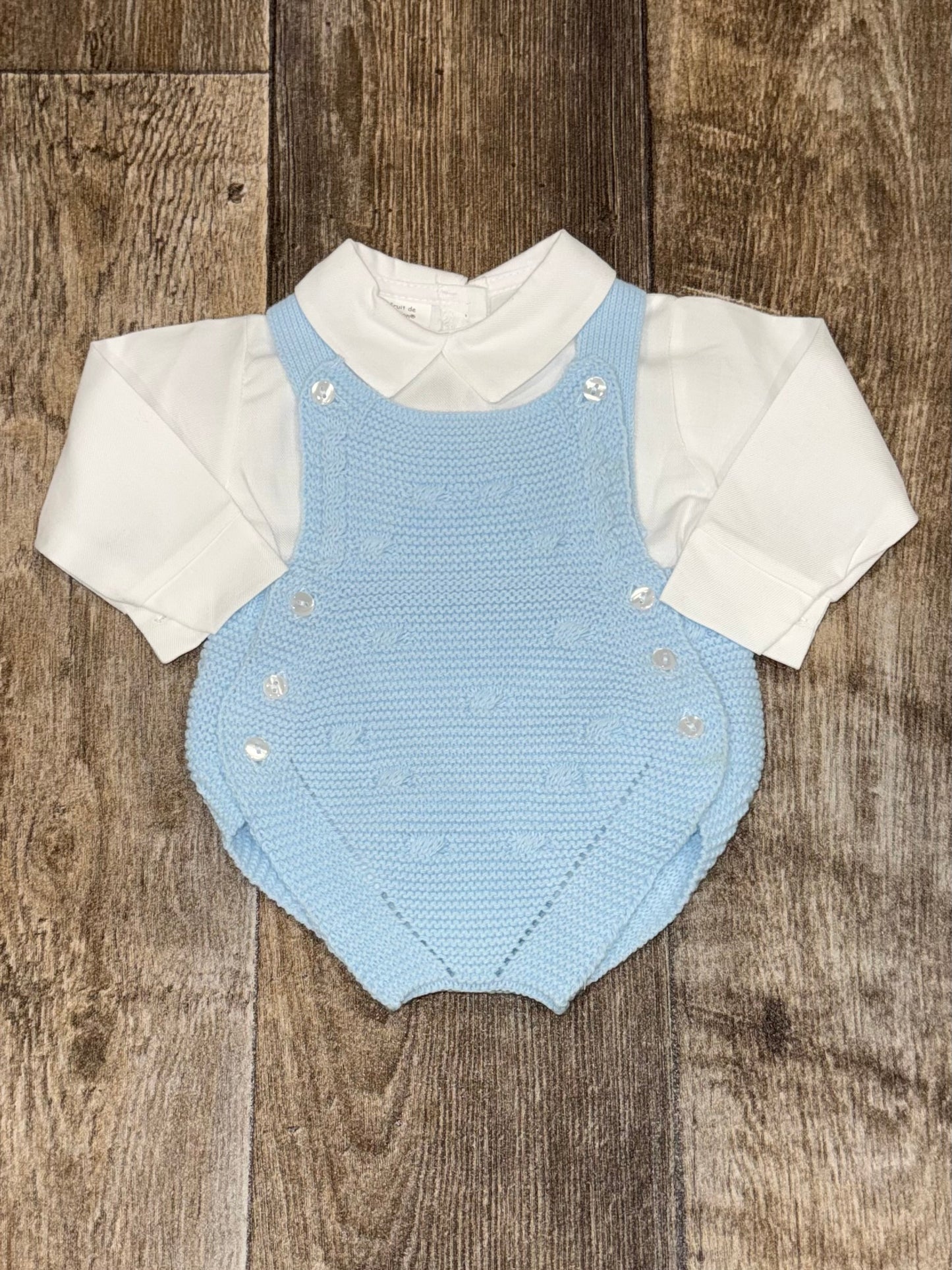 Classic blue baby outfit with Peter Pan collar