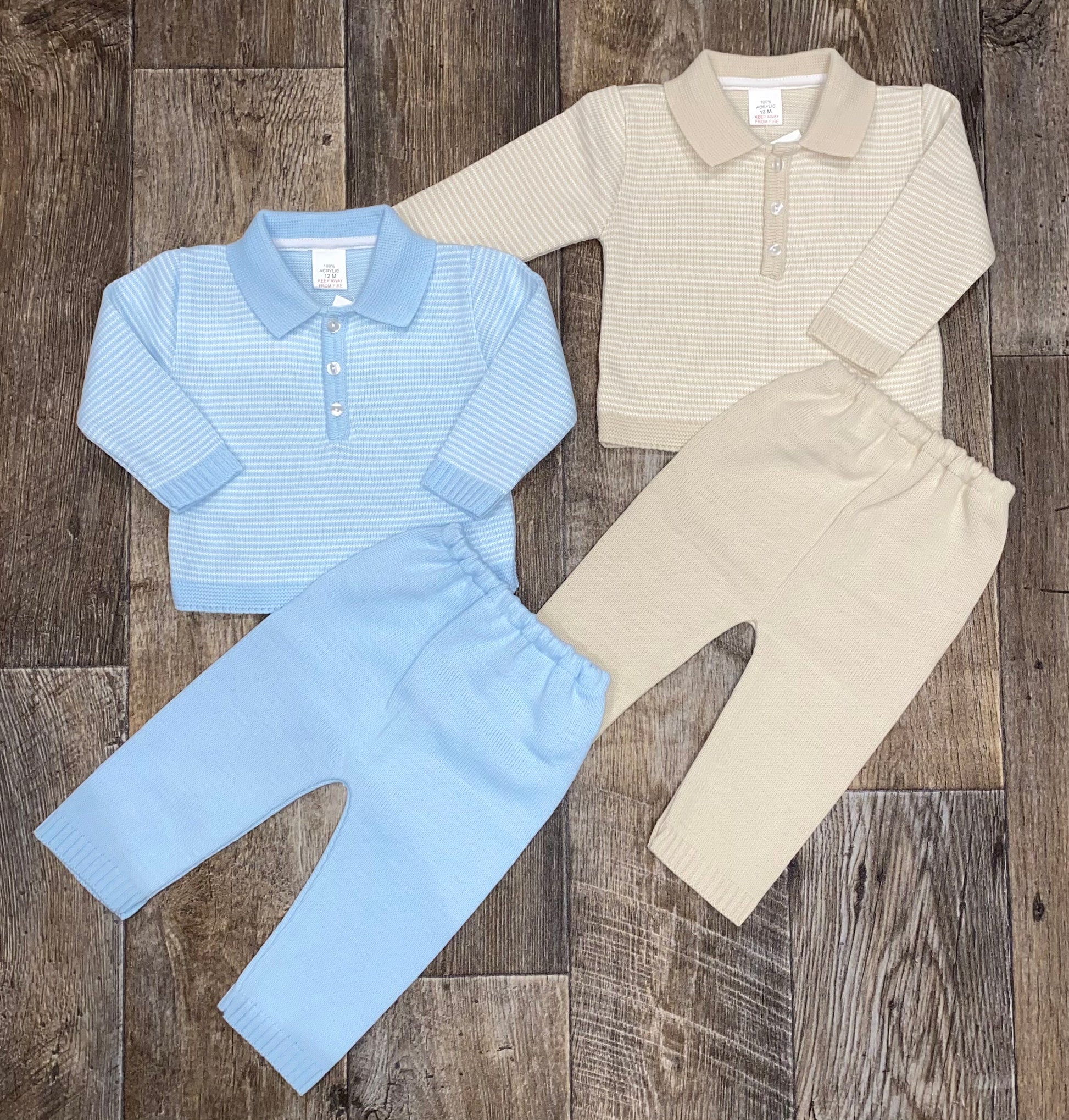 Traditional knitted baby two piece set