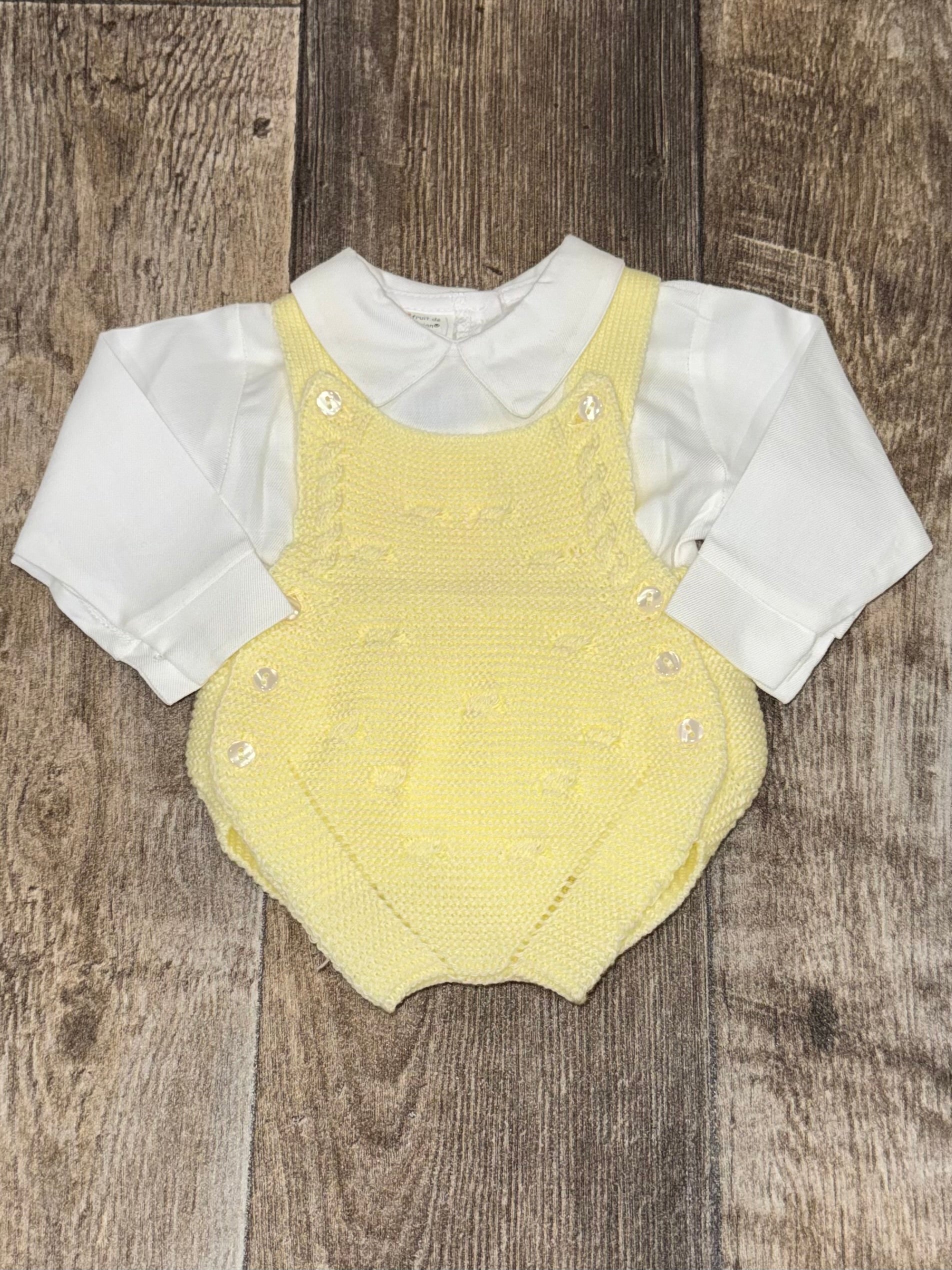 Lemon baby knitted dungaree romper outfit