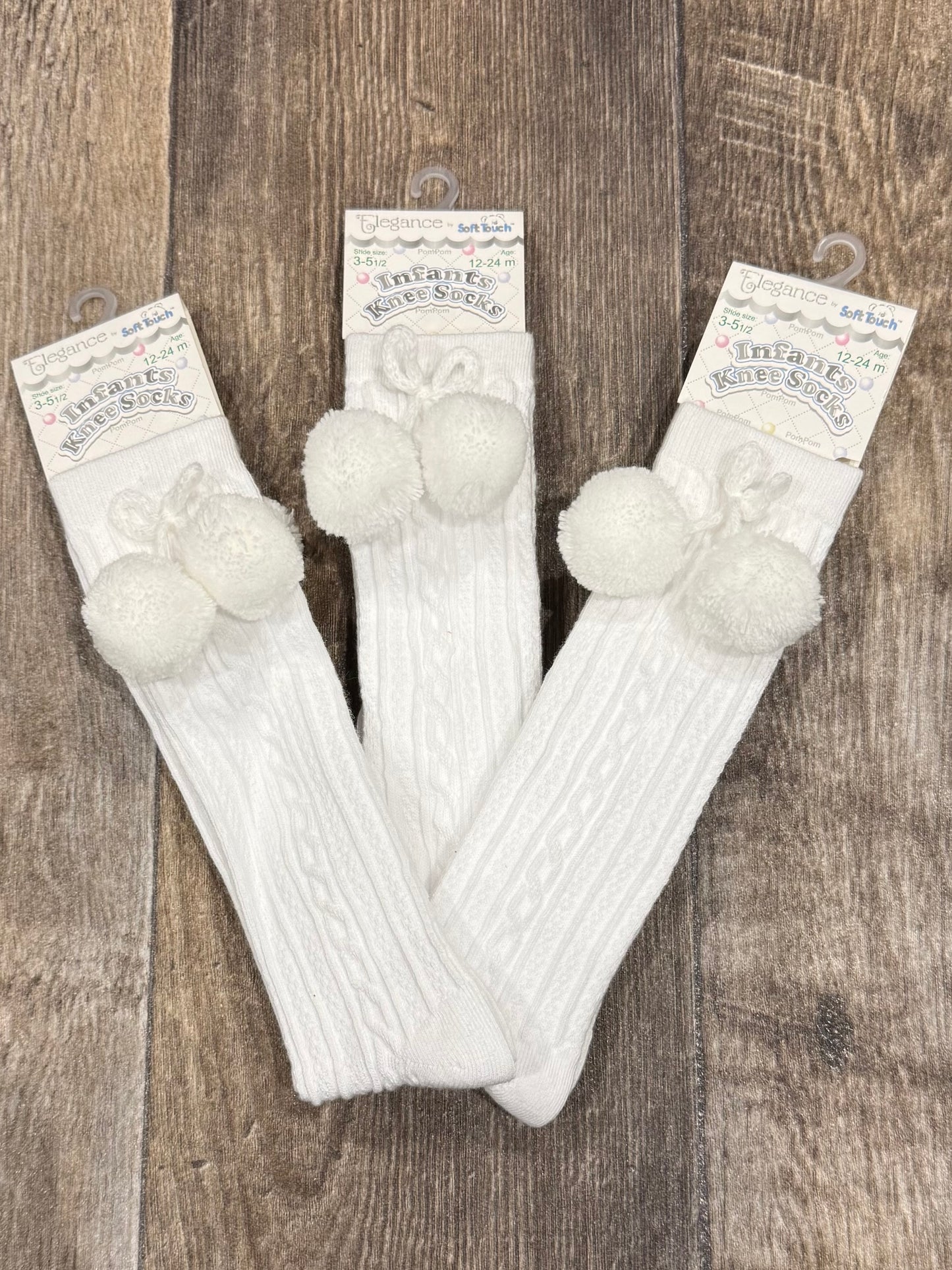 White Pom Pom Knee High Socks | Traditional Spanish Style Infant Socks
