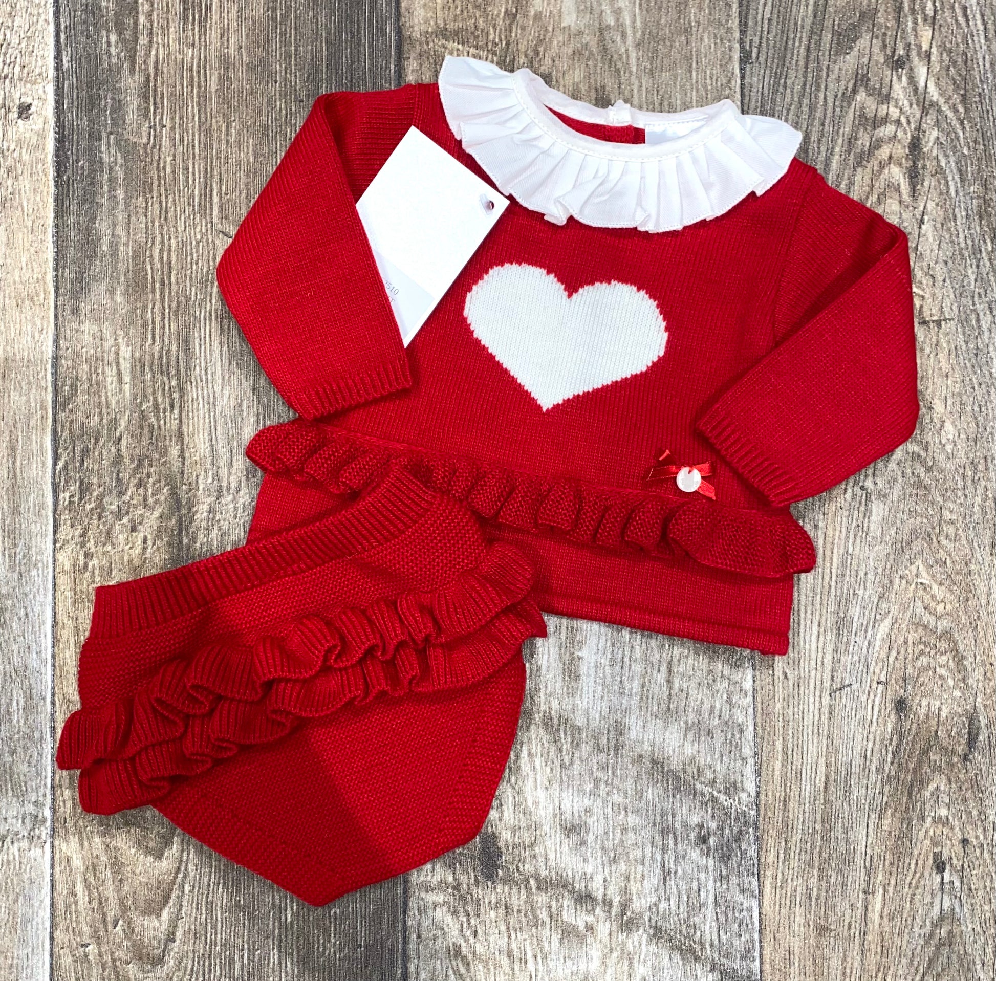 Pex Red baby jumper and ruffle bloomers set