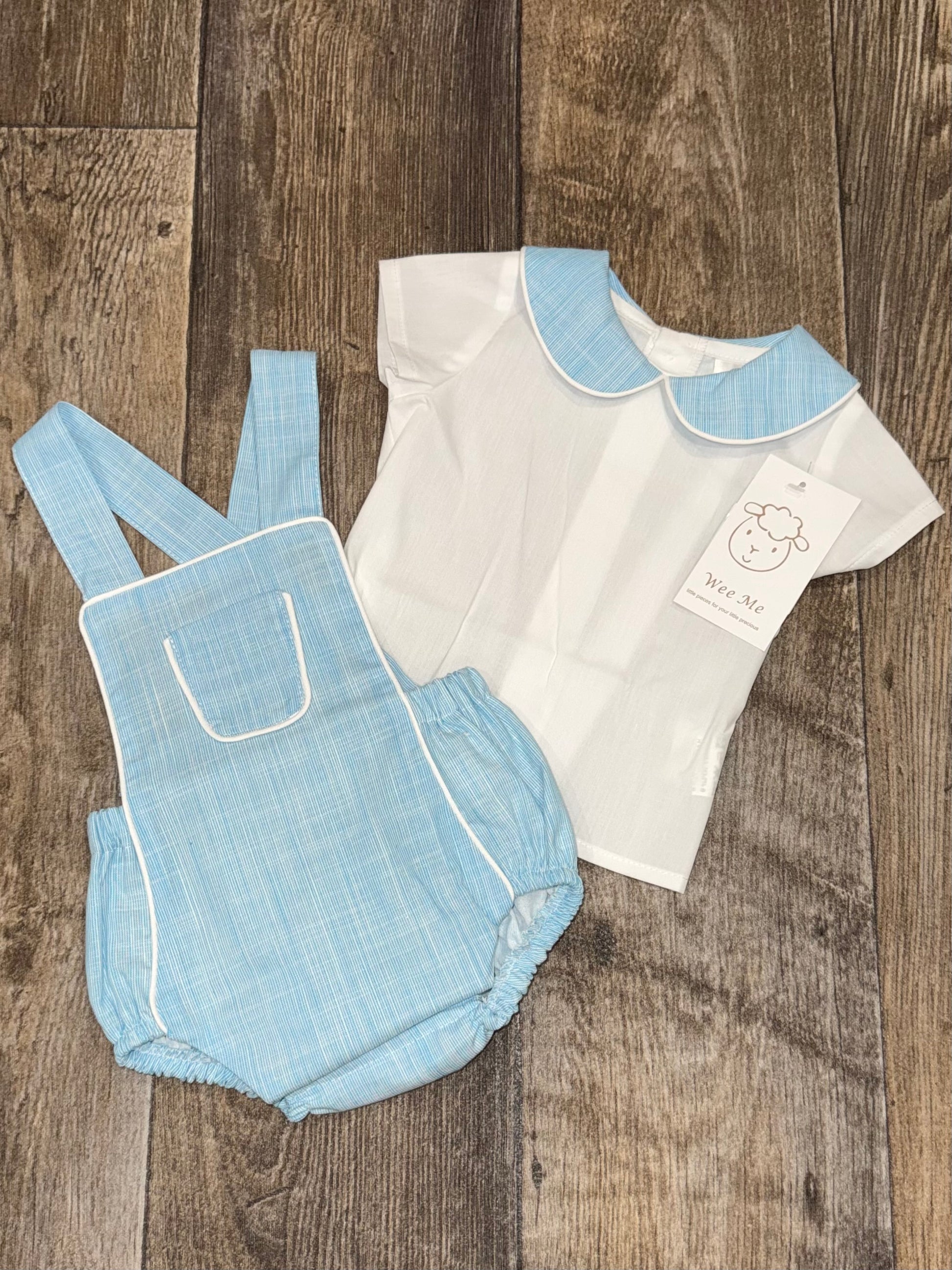 Traditional wee me blue Spanish style baby summer outfit