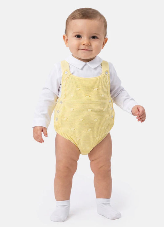 Lemon knitted baby romper with white collar bodysuit