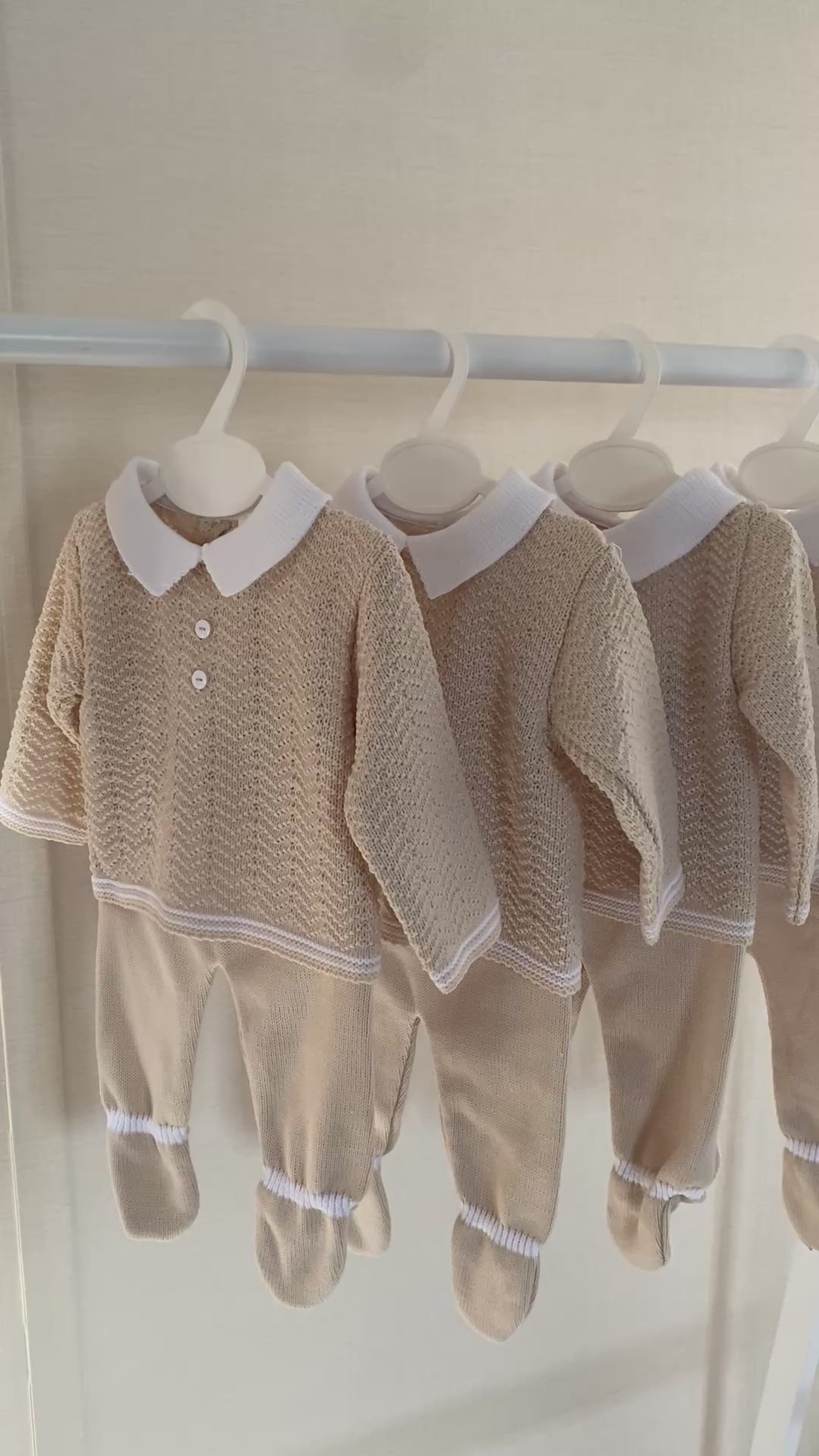 Traditional knitted baby set with footed Trousers