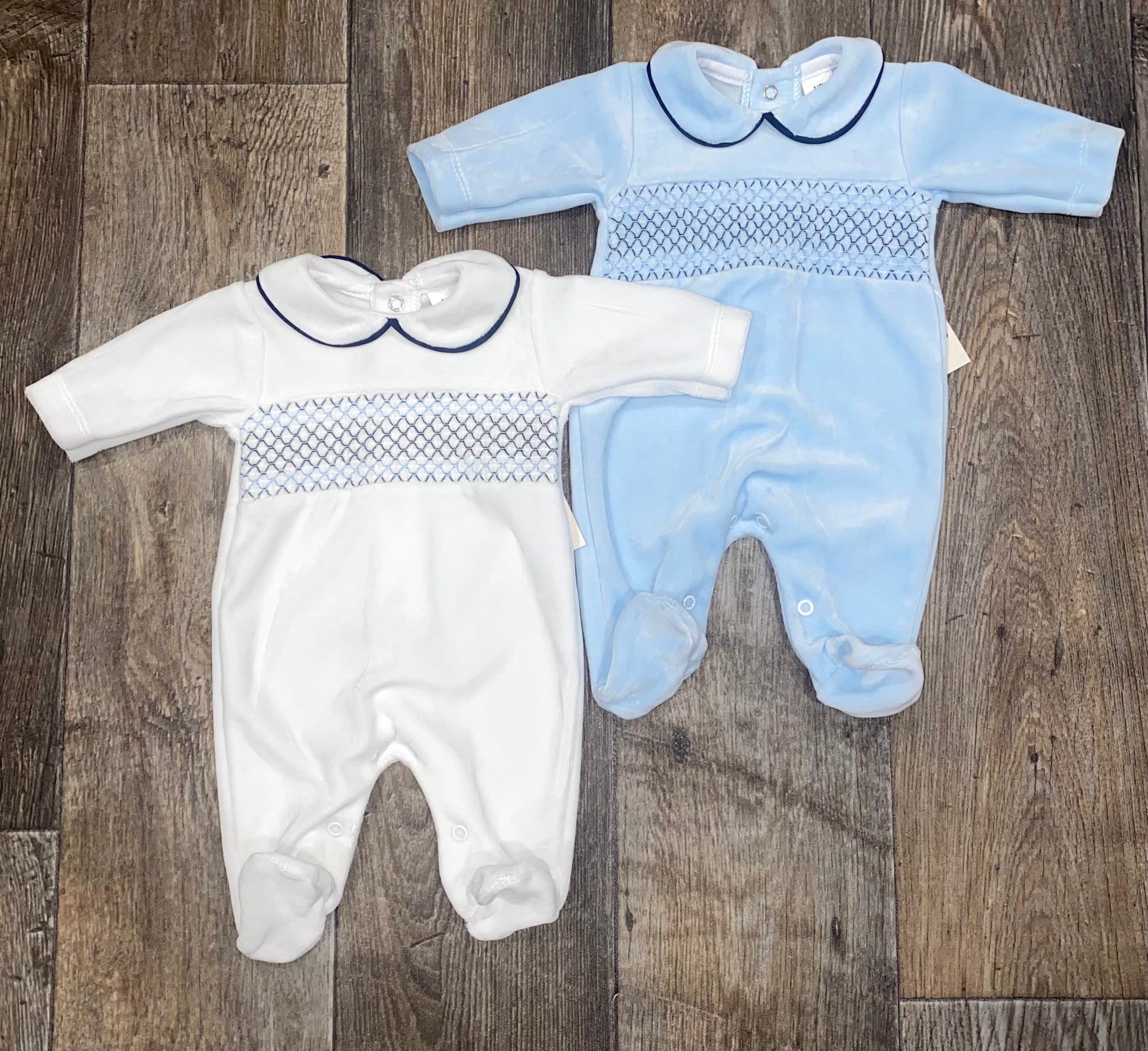 Luxury Spanish style velour baby sleepsuit